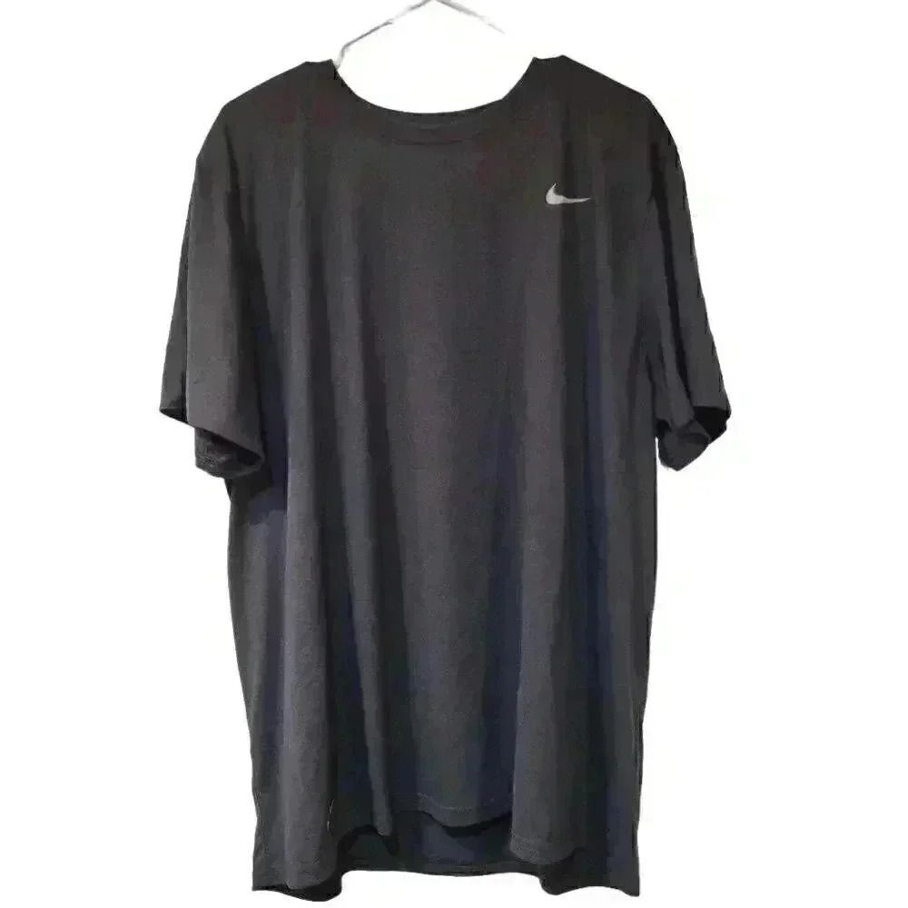 Nike Men's Charcoal Gray Polyester w White Graphic Crew Neck